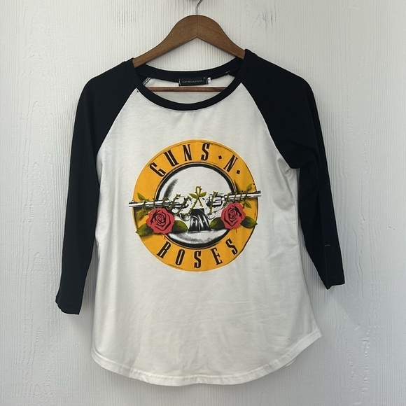 DREAGAL - Guns N Roses Yellow Graphic Black And White Baseball T Small - Picture 6 of 8